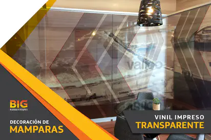 Vitrinas y Mamparas con Vinil Impreso Transparente